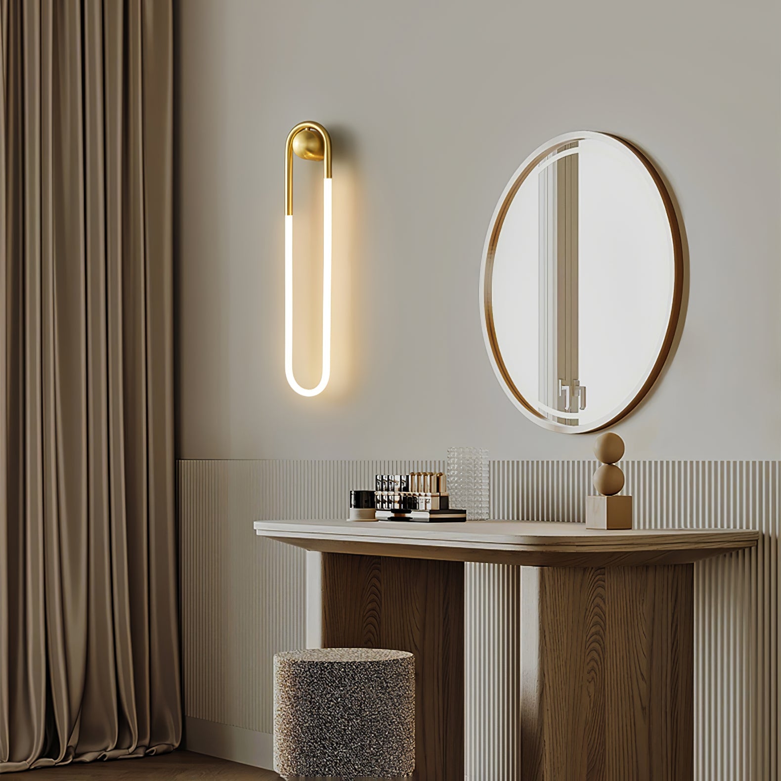 Modern LED Wall Light with Brass & Black Frame | Minimalist Design for Ambient Illumination 7