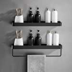 Modern Matt Black Bathroom Accessories Set with Stainless Steel Shelving | Stylish Storage Solution for Organized Spaces 11