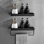 Modern Matt Black Bathroom Accessories Set with Stainless Steel Shelving | Stylish Storage Solution for Organized Spaces 14