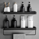 Modern Matt Black Bathroom Accessories Set with Stainless Steel Shelving | Stylish Storage Solution for Organized Spaces 2