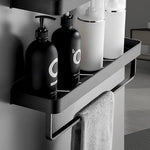 Modern Matt Black Bathroom Accessories Set with Stainless Steel Shelving | Stylish Storage Solution for Organized Spaces 3
