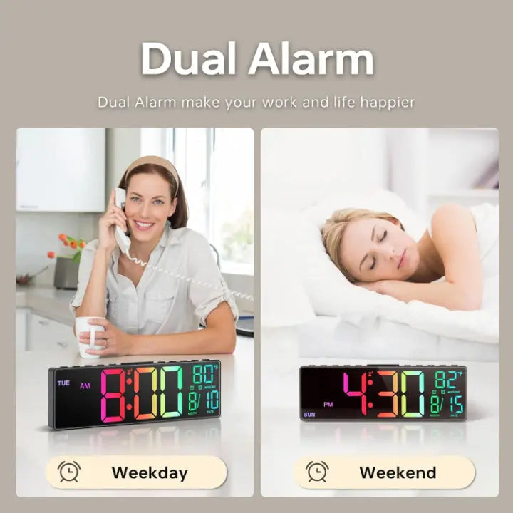 Modern RGB Wall Clock with Large LED Display & Night Light | Stylish Home Accent for Easy Time Viewing 4