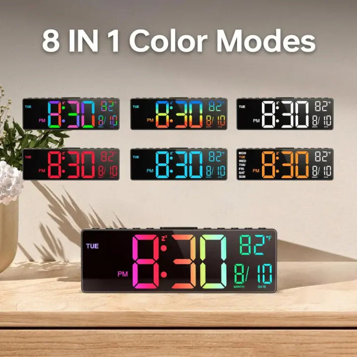 Modern RGB Wall Clock with Large LED Display & Night Light | Stylish Home Accent for Easy Time Viewing 5
