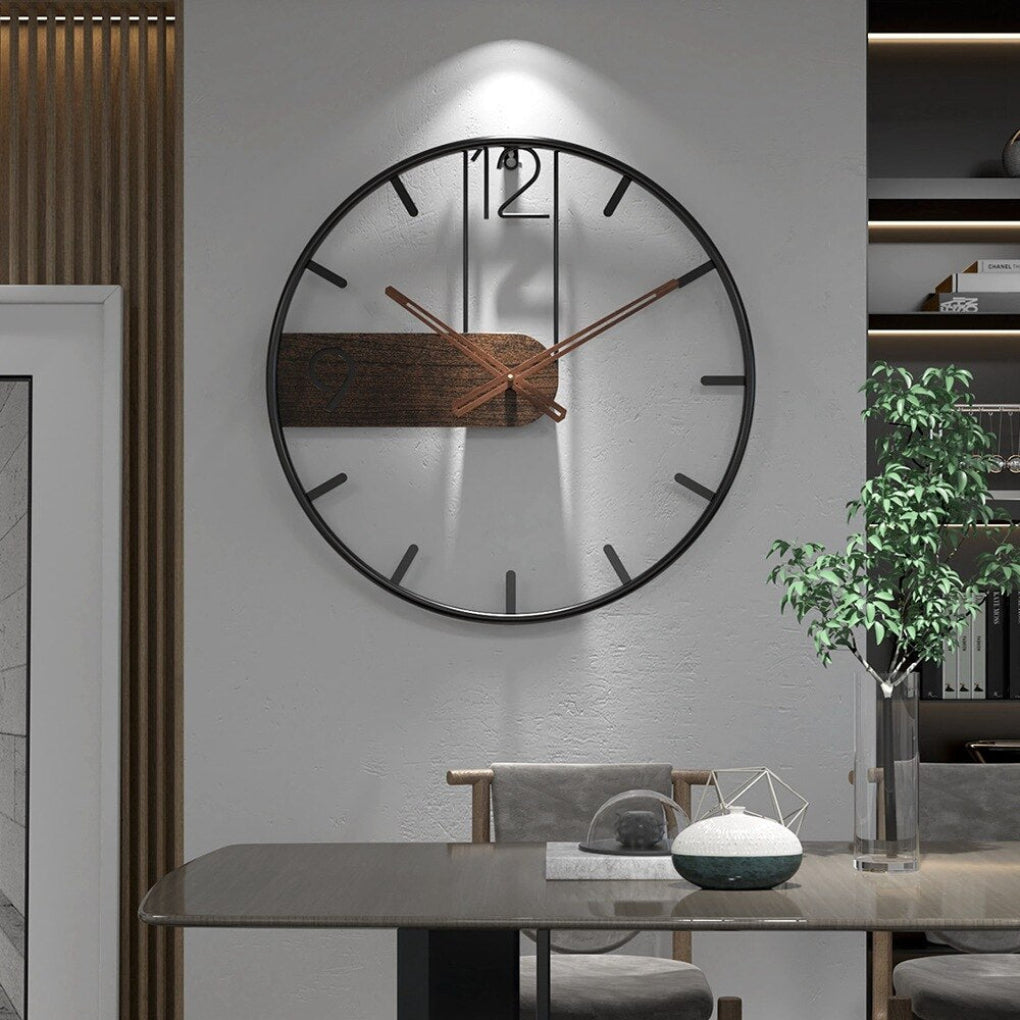 Modern Wall Clock with Wood Accent & Silent Quartz Movement | Elegant Design for Home Decor 0
