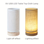 Modern Wooden Table Lamp | USB-Powered LED Light with Soft Linen Shade | Cozy Ambience for Bedroom or Living Room 7