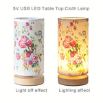 Modern Wooden Table Lamp | USB-Powered LED Light with Soft Linen Shade | Cozy Ambience for Bedroom or Living Room 8
