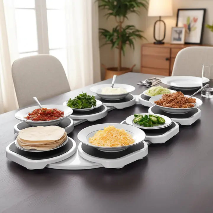 Modular Rotating Serving Tray with Non-Slip Surface & Heat Resistance | Perfect for Interactive Dining 0