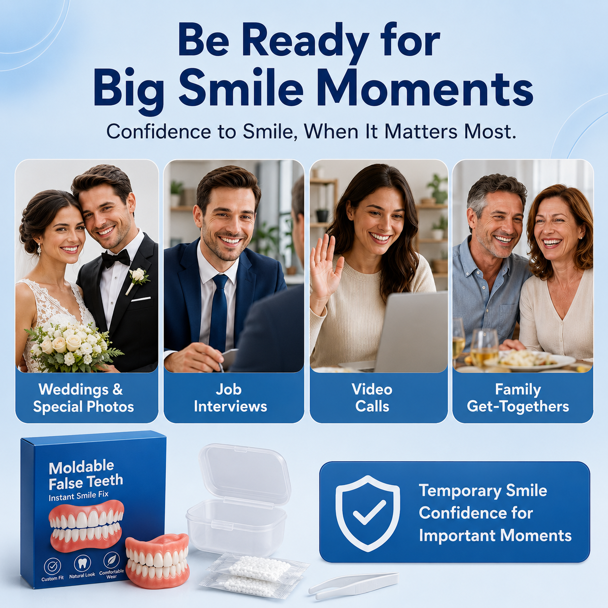 Moldable False Teeth Set | Temporary Dentures with Custom Fit | Instant Smile Transformation for Confidence 6