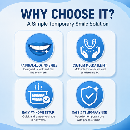 Moldable False Teeth Set | Temporary Dentures with Custom Fit | Instant Smile Transformation for Confidence 7