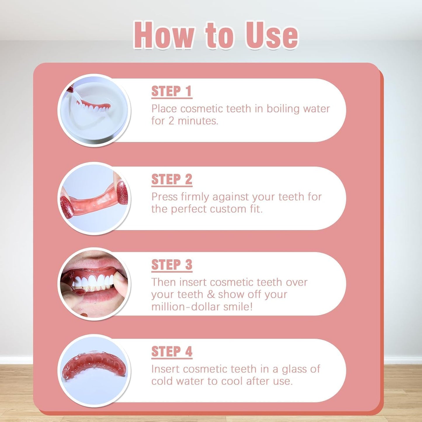 Moldable False Teeth | Adjustable Dentures Set with Natural Look | Comfortable Fit for Confident Smiles 4