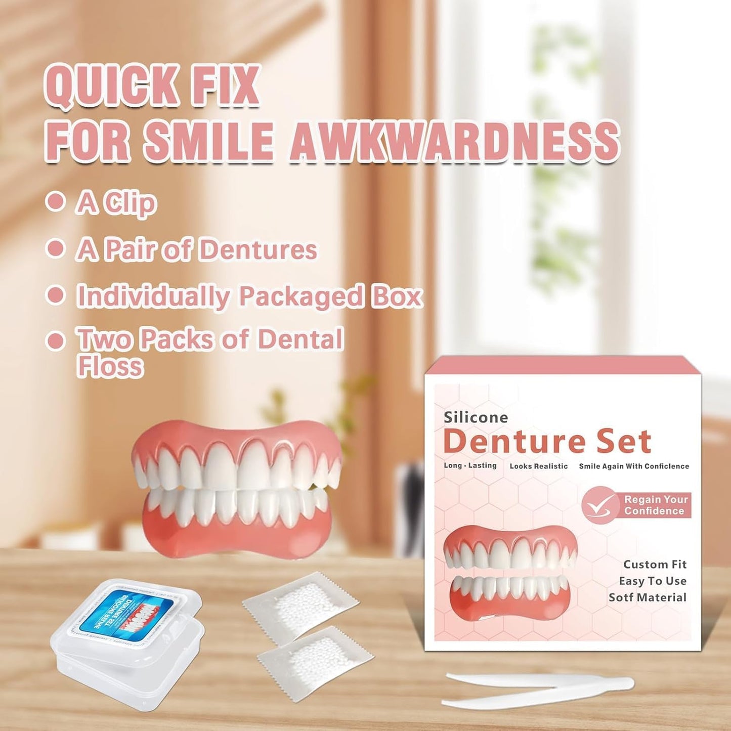 Moldable False Teeth | Adjustable Dentures Set with Natural Look | Comfortable Fit for Confident Smiles 7
