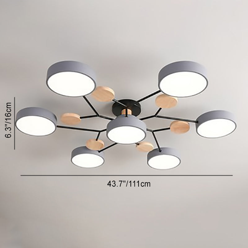 Moleculux | Elegant Scandinavian LED Semi-Flush Mount Ceiling Light 7