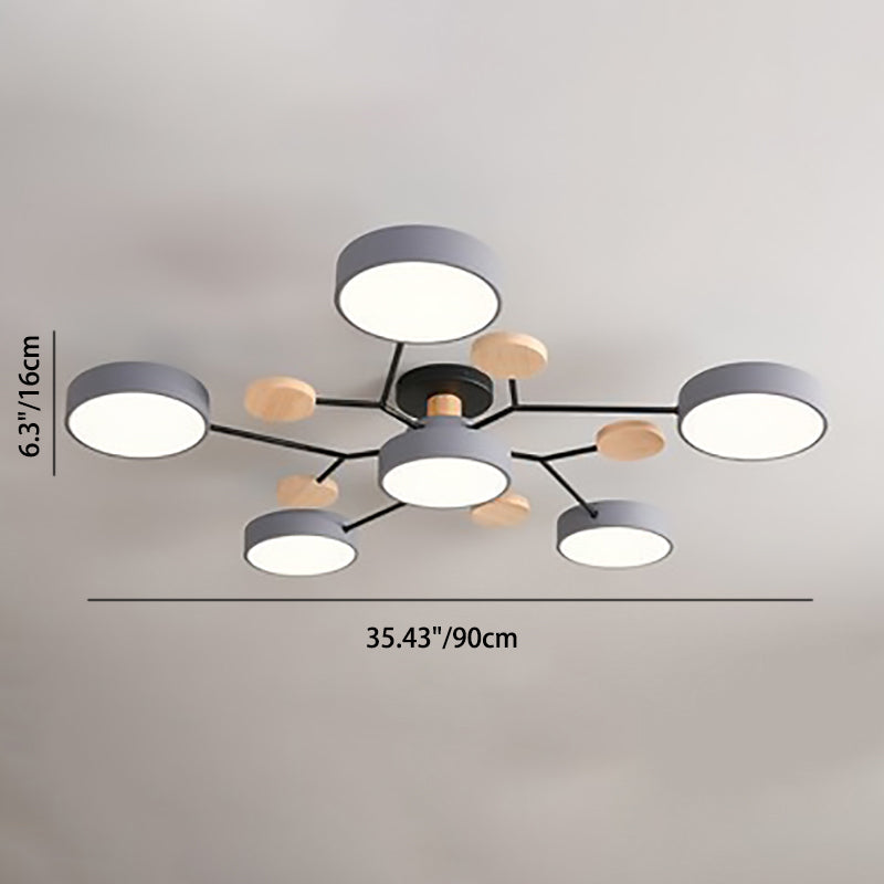 Moleculux | Elegant Scandinavian LED Semi-Flush Mount Ceiling Light 8