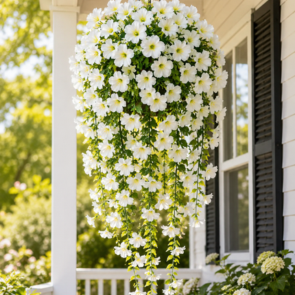 UV Resistant Artificial Morning Glory Flower Hanging Decor, 75cm Faux Flower Vine Garland for Patio, Balcony, Fence and Wedding Arch