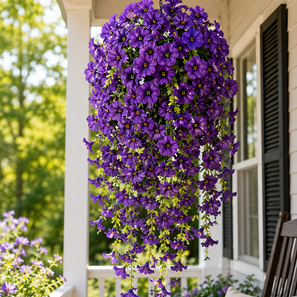 UV Resistant Artificial Morning Glory Flower Hanging Decor, 75cm Faux Flower Vine Garland for Patio, Balcony, Fence and Wedding Arch