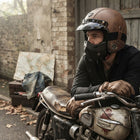 Motorcycle Helmet Open Face with Goggles and Mask, Retro Style