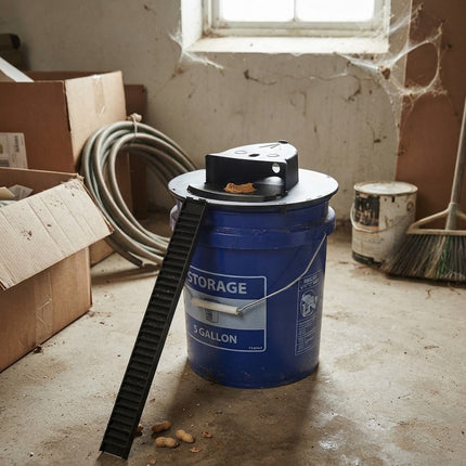 Bucket Mouse Trap Lid with Auto Reset, Humane Mouse Trap with Flip Slide Mechanism and Ladder