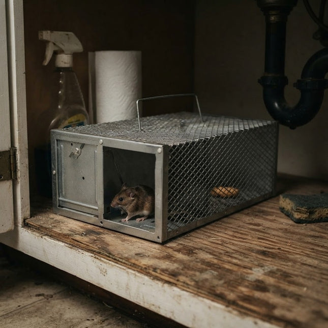 Mouse Traps Indoor, Humane Mouse Trap Live Catch Metal Cage for Mice, Reusable Single Door Rat Trap for Rodents Outdoor