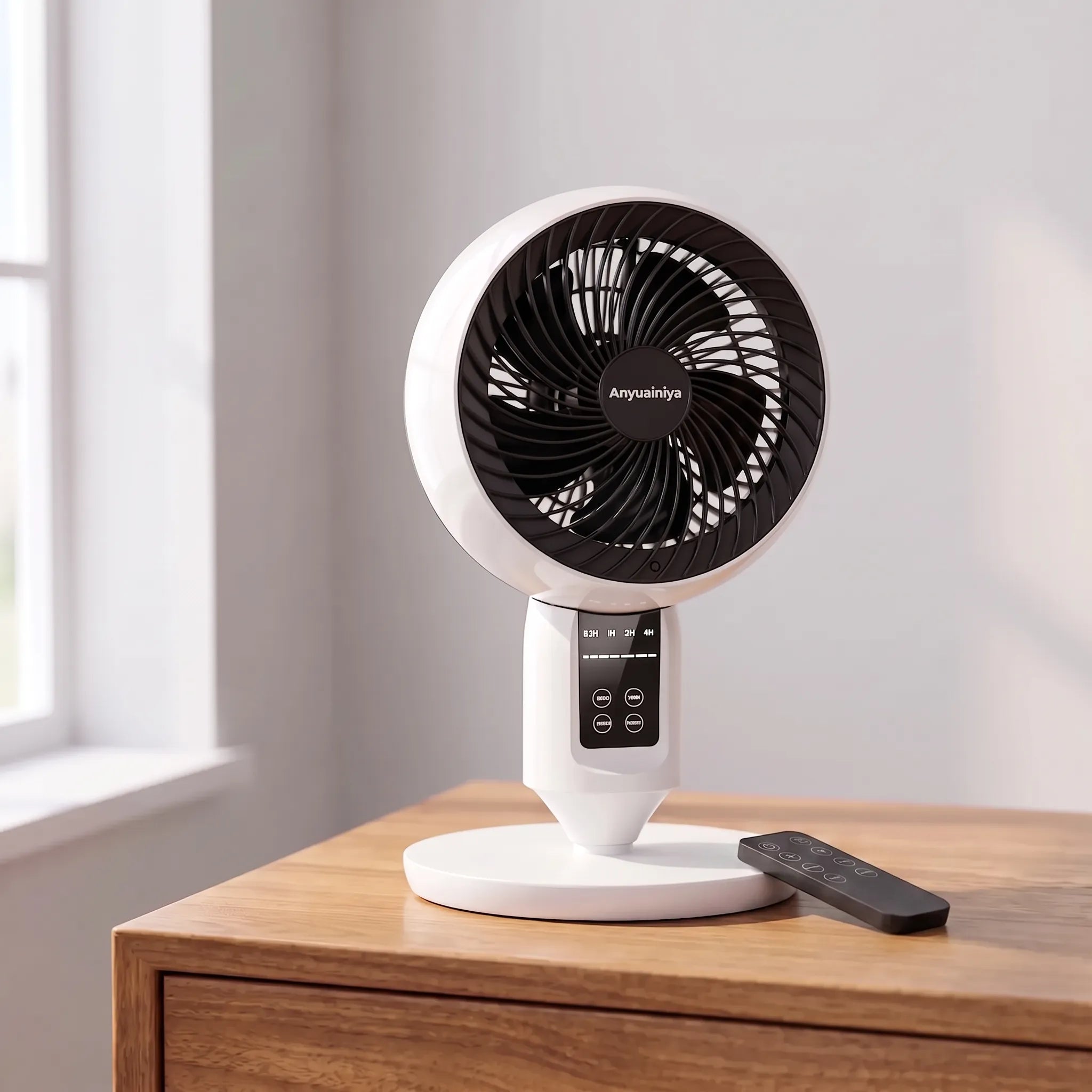 Multidirectional Oscillating Fan with Remote Control | Adjustable Height for Efficient Cooling 0