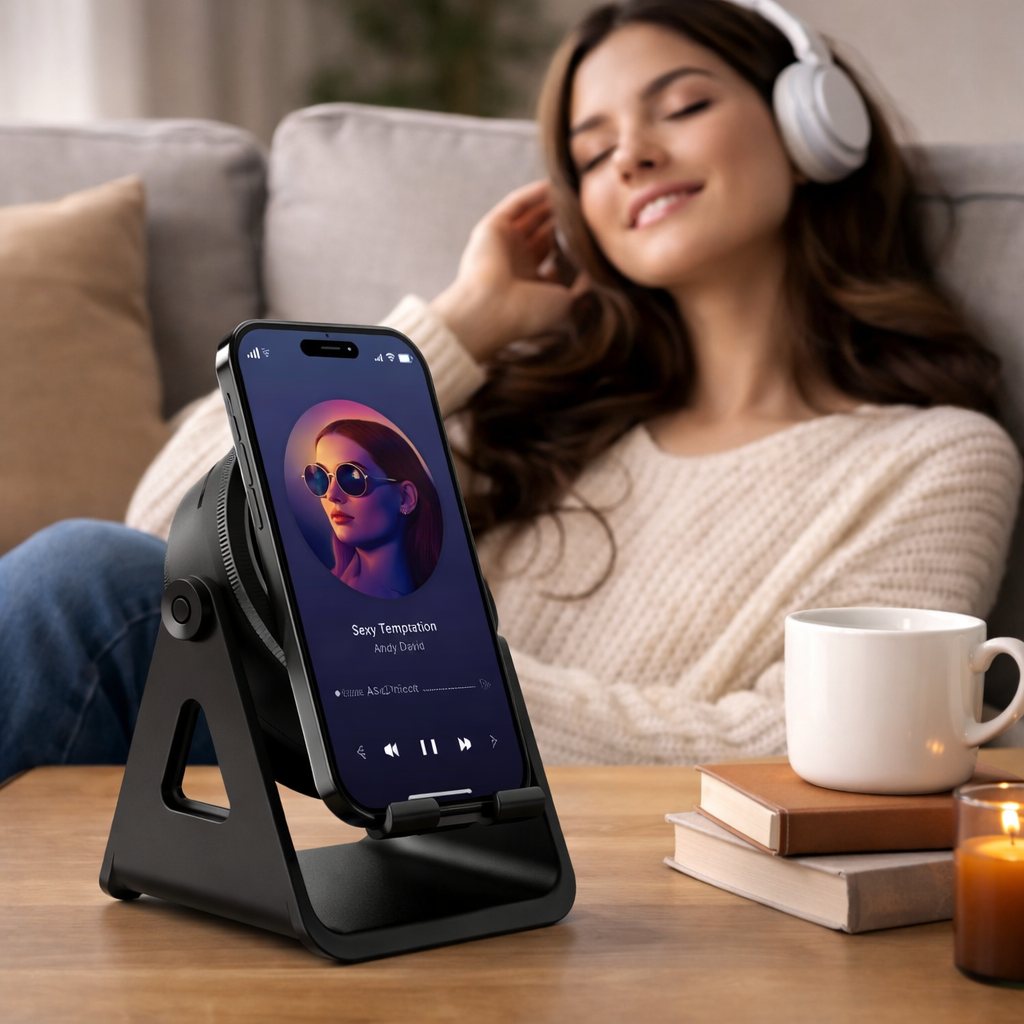Multifunctional Bluetooth Speaker Phone Stand with Wireless Charging & LED Lights 0