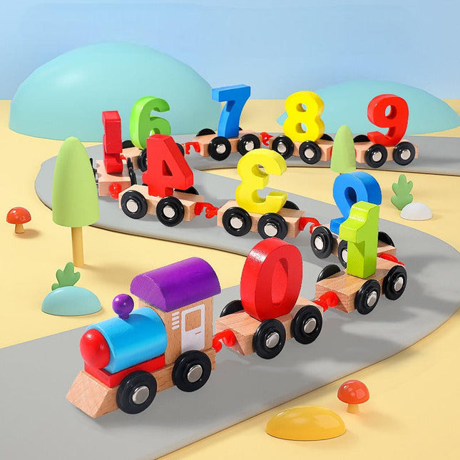 Educational Toy for Toddlers 1 to 3, Magnetic Wooden Train Toy with Numbers, Wooden Train Set for Hand Eye Coordination