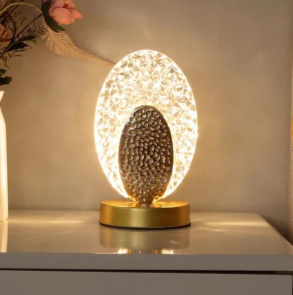 Table Lamps, Decorative Bedside Lamp with Sculpted Base, Side Table Lamp with Fabric Lampshade for Nightstand