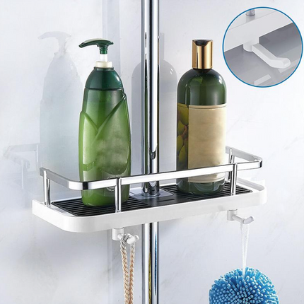 Shower Caddy No Drill, Corner Shower Shelf with Adhesive Pads and Suction Cups, Rustproof Bathroom Organizer Shower Rack