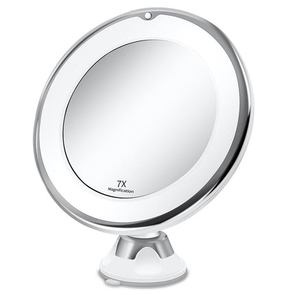 LED Makeup Mirror with Suction Cup, 10x and 7x Magnifying Makeup Mirror, Cordless Lighted Makeup Mirror