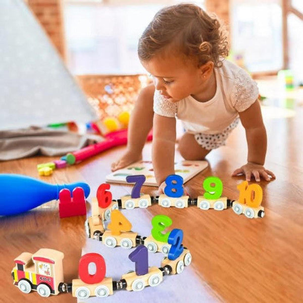 Educational Toy for Toddlers 1 to 3, Magnetic Wooden Train Toy with Numbers