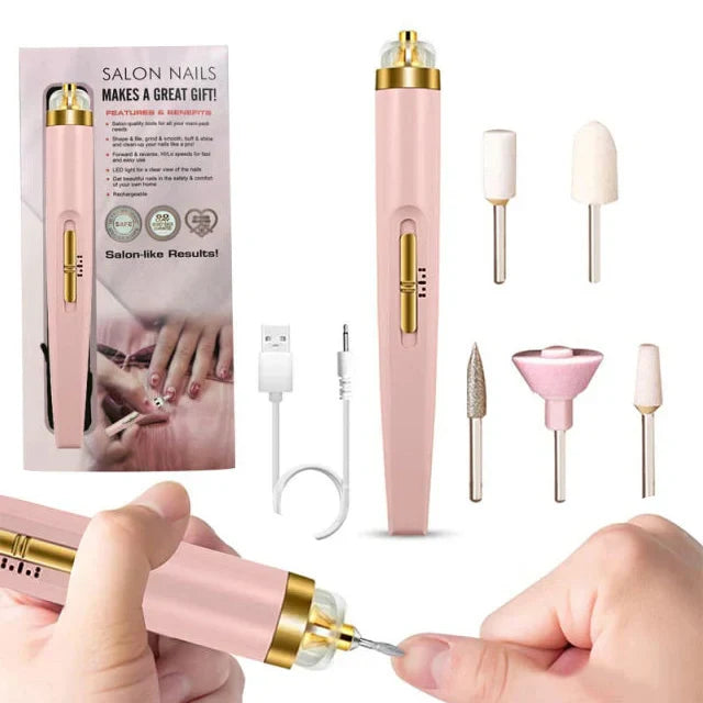 Nail Care Essentials | 5-in-1 Electric Nail Polisher with Built-in Light | Portable Manicure Tool for Salon-Quality Nails 0