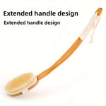 Natural Bristle Back Brush | Long Wooden Handle Shower Sponge for Exfoliation 4