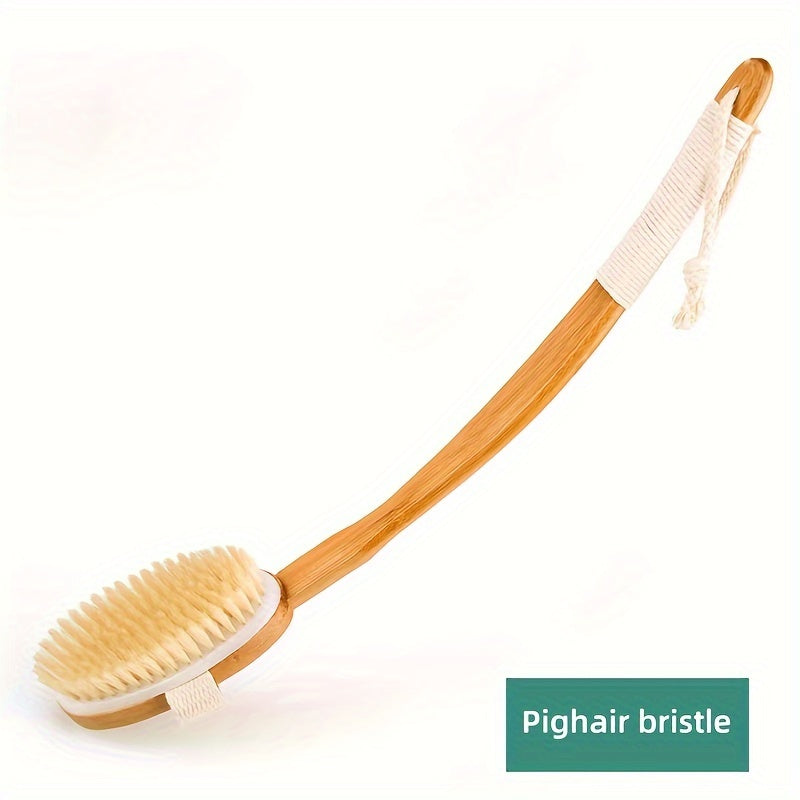 Natural Bristle Back Brush | Long Wooden Handle Shower Sponge for Exfoliation 5