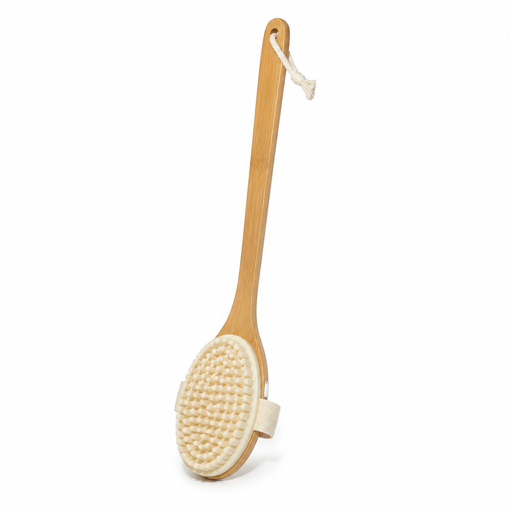Natural Bristle Back Scrub Brush with Long Wooden Handle | Effective Cleaning for Hard-to-Reach Areas 0