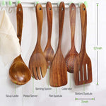 Natural Teak Wood Kitchen Utensil Set with 8 Essential Tools for Effortless Cooking 4