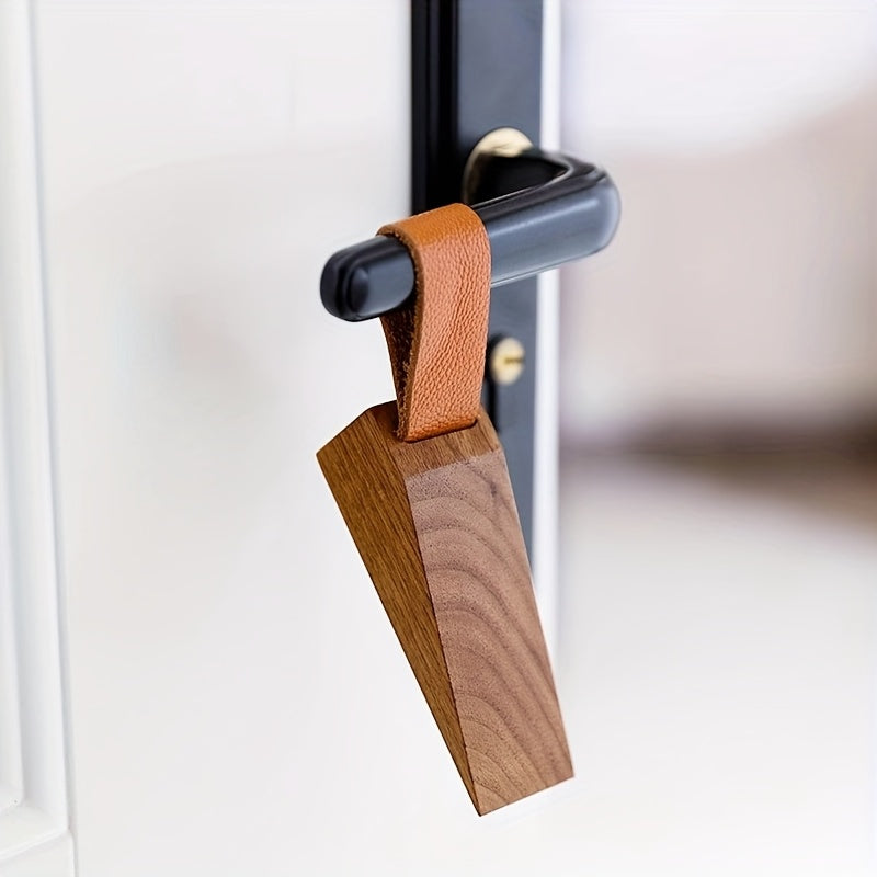 Natural Wood Door Stopper Wedges | Compact Design with Leather Pull Loops for Easy Handling 6