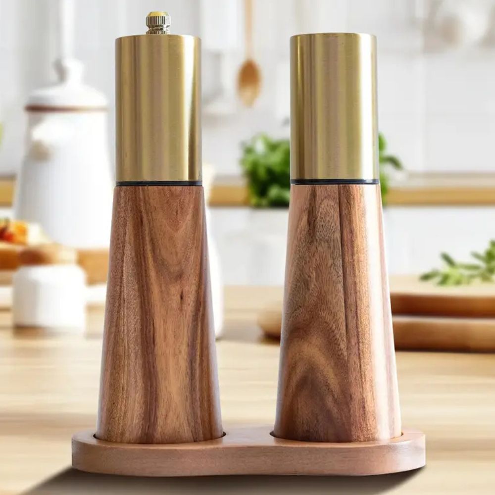 Naturewood | Manual Spice Grinder with Adjustable Coarseness & Wooden Base for Fresh Seasoning 0