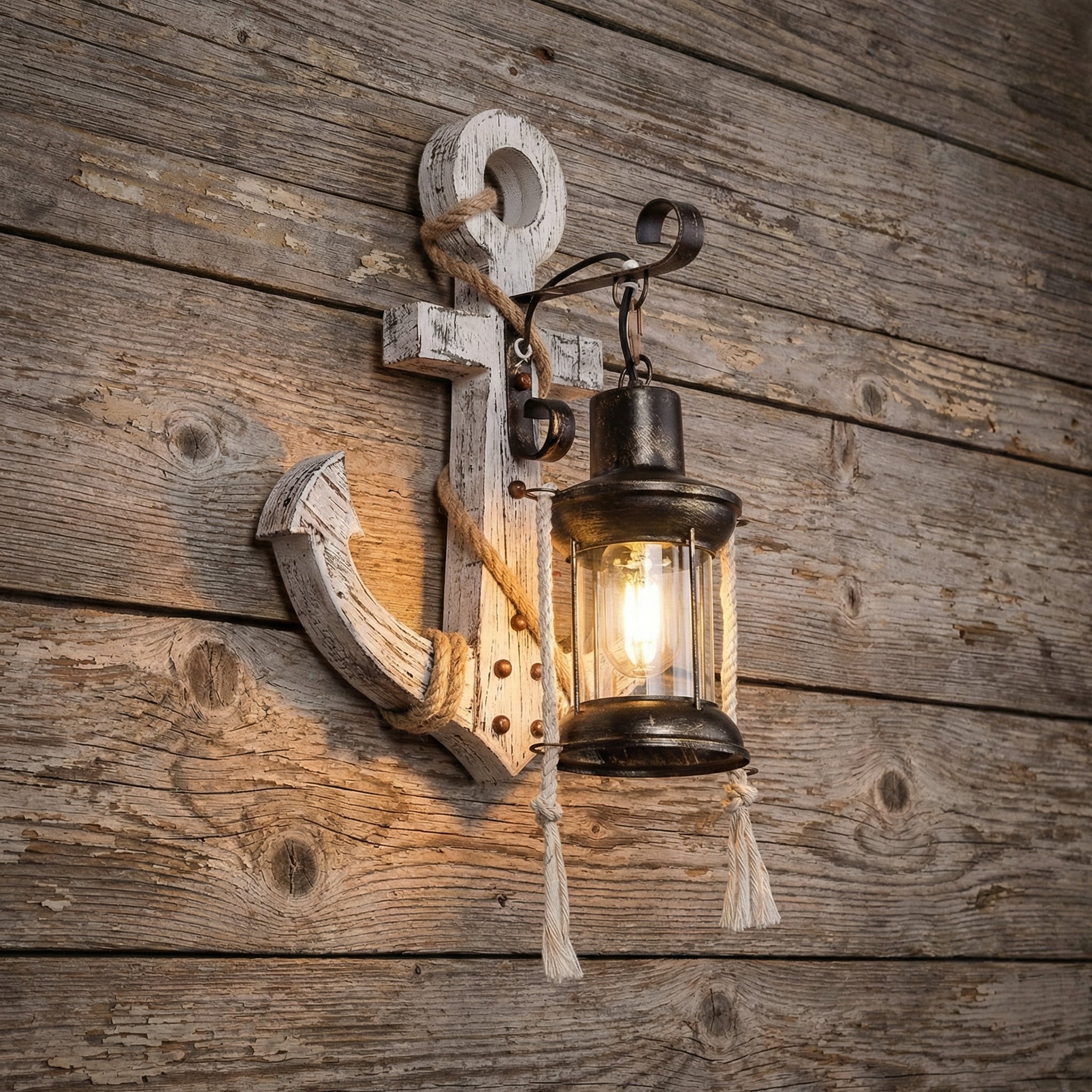 Nautical Anchor Wall Sconce with LED Lighting | Coastal Decor for Warm Ambiance 0