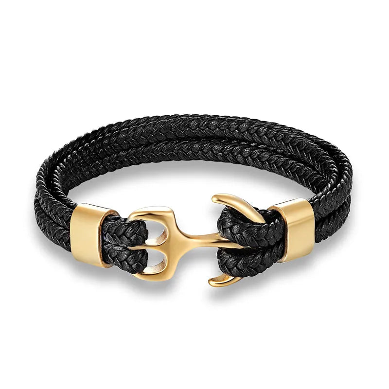 Nautical Collection | Men's Leather Bracelet with Unique Anchor Design | Stylish Accessory for Any Occasion 0