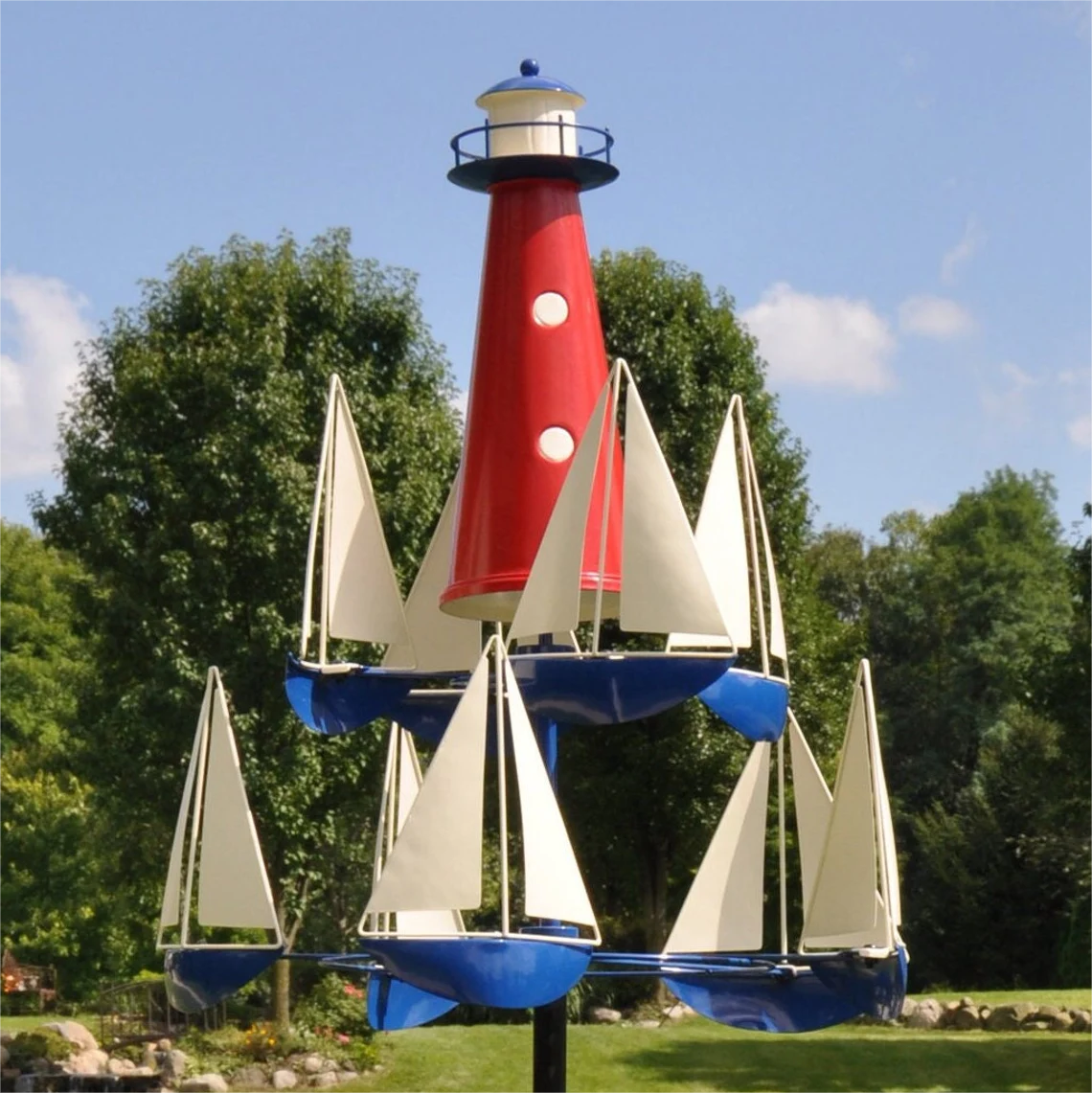 Nautical Wind Sculpture | Kinetic Garden Decor with Vibrant Colors | Unique Outdoor Ornaments for Stunning Spaces 0