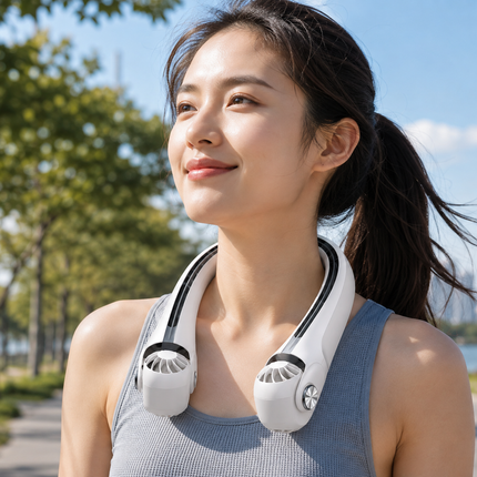 Neck Fan Portable and Rechargeable, Bladeless Battery Operated Fan, Hands Free Neck Cooling Fan for Outdoor Work