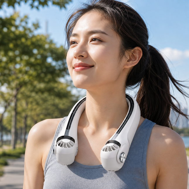 Neck Fan Portable and Rechargeable, Hands Free Personal Fan, Bladeless Neck Cooling Fan for Summer and Outdoor Work