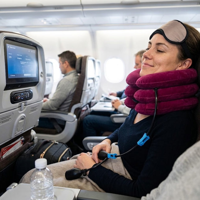 Travel Neck Pillow Inflatable, Adjustable Neck Support Pillow with Hand Pump