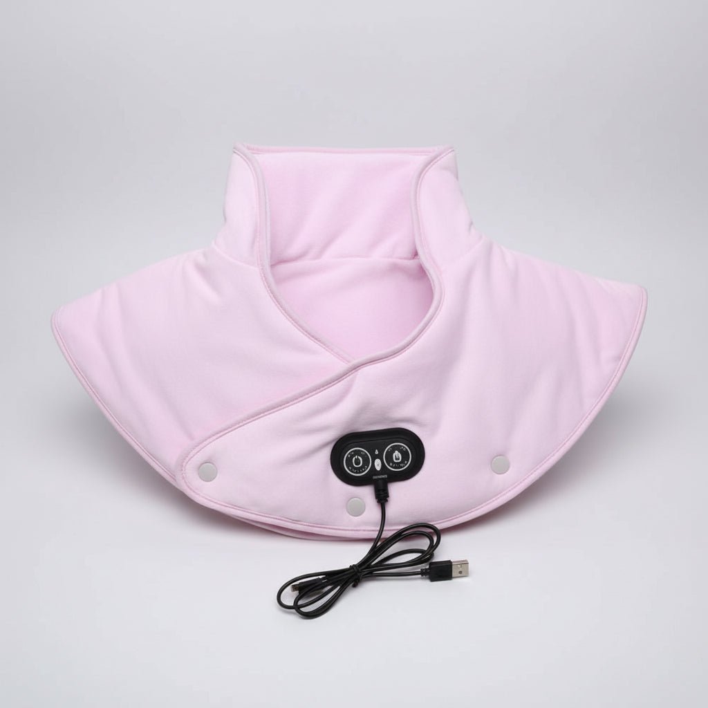 Tuzwa Neck & Shoulder Heating Pad – 3 Heat Levels, Vibration Massage, Carbon Fiber Heating, Auto Shutoff & Lightweight 5V 10W Design