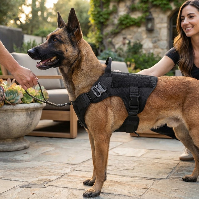 No Pull Dog Harness, Tactical Dog Harness with Handle, Front Clip Dog Harness with Molle Panels for Large Breeds