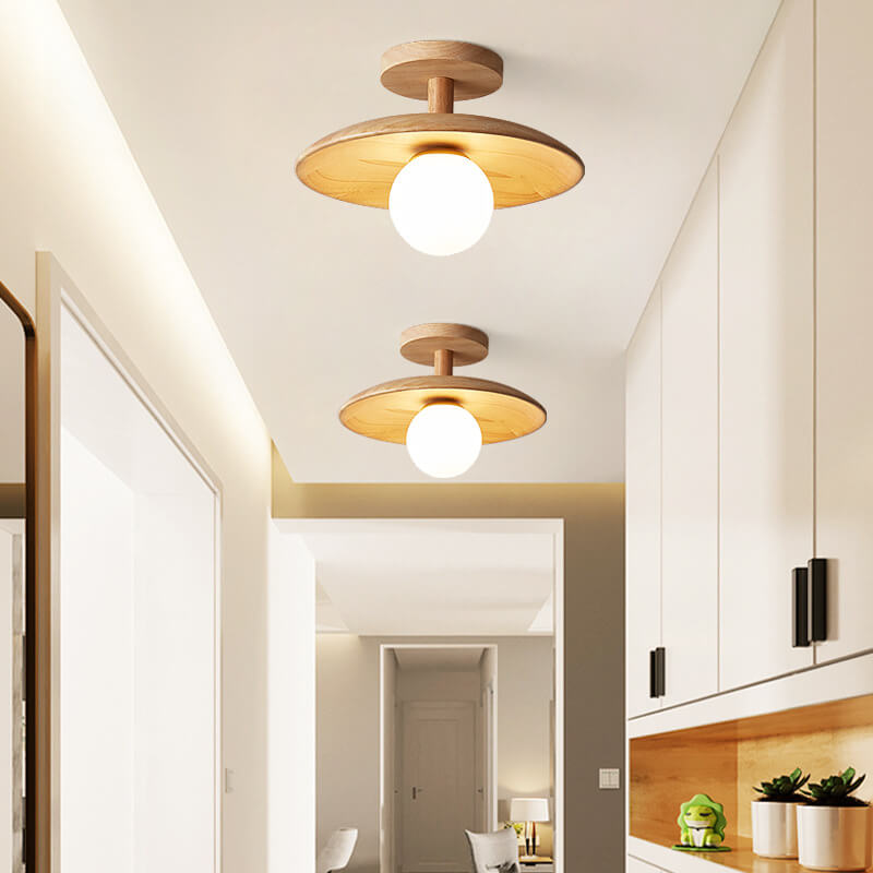 NordicWood | Stylish Elegant Wooden Semi-Flush Mount Ceiling Light 7