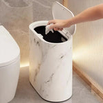 Nordic Marble Design | Kitchen Trash Can with Odor-Sealing Push Lid | Stylish & Space-Saving Garbage Bin for Modern Homes 1