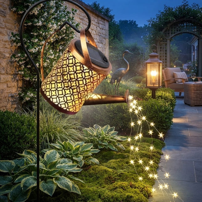 Outdoor Solar Light Fairy Garden Decorations, Fairy Lamp with Watering Can, Hanging Solar Lamp, Solar Garden Light