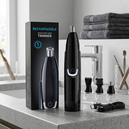 Nose Hair Trimmer, Rechargeable Electric Nose Hair Trimmer with Low Noise Motor, Waterproof Nose and Ear Hair Trimmer