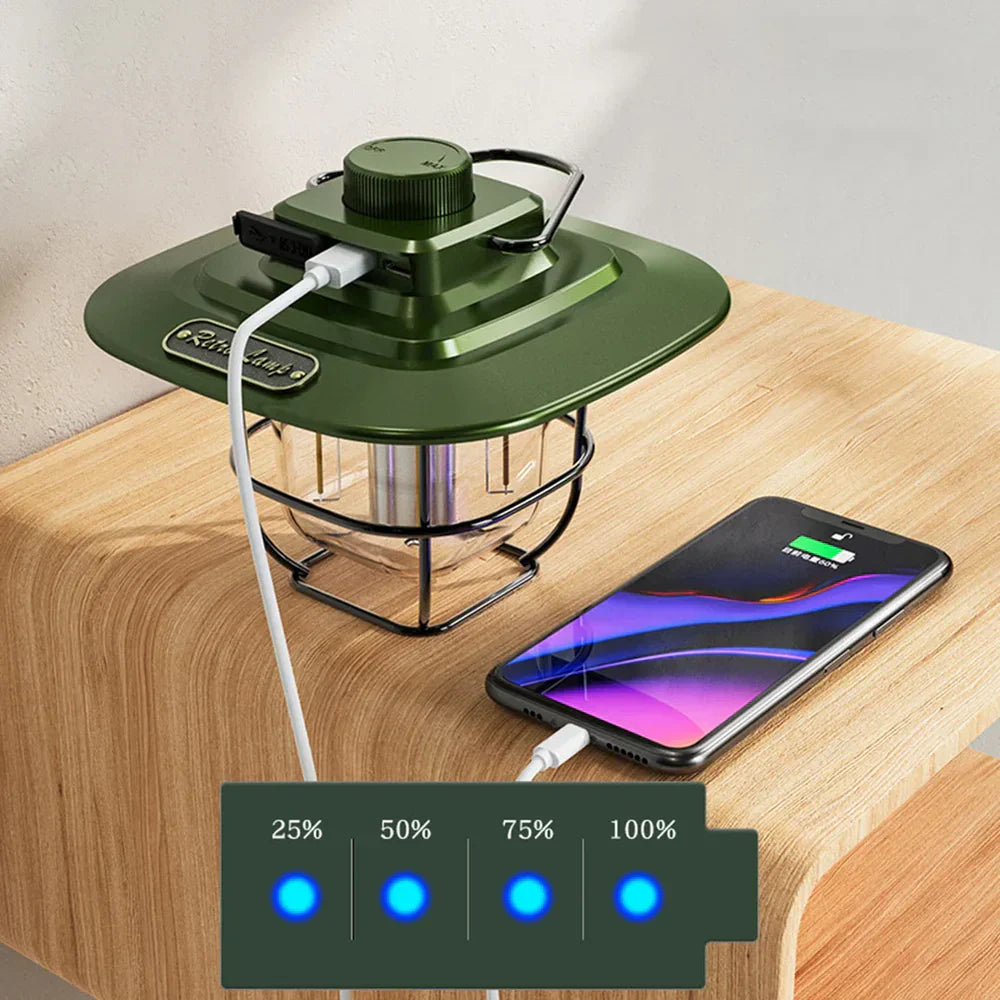 NostalgiaGlow | Retro LED Camping Lantern with Rechargeable Battery | Stylish Design for Outdoor Adventures 5