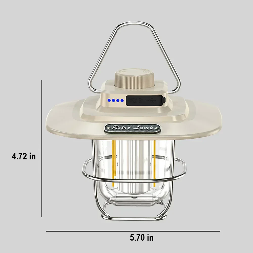 NostalgiaGlow | Retro LED Camping Lantern with Rechargeable Battery | Stylish Design for Outdoor Adventures 8